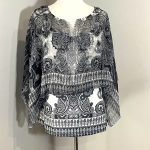 Black and white paisley two piece set - tank and sheer overlay